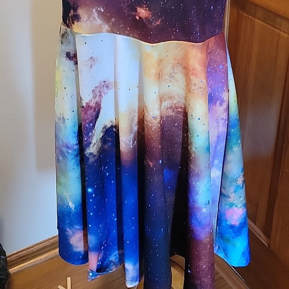 Galaxy Cow Cow Size XL Moon Stars Sleeveless Dress - Picture 3 of 3